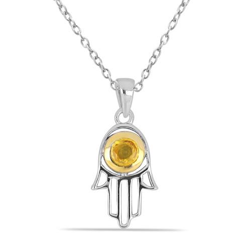 BUY 925 SILVER REAL YELLOW SAPPHIRE GEMSTONE PENDANT